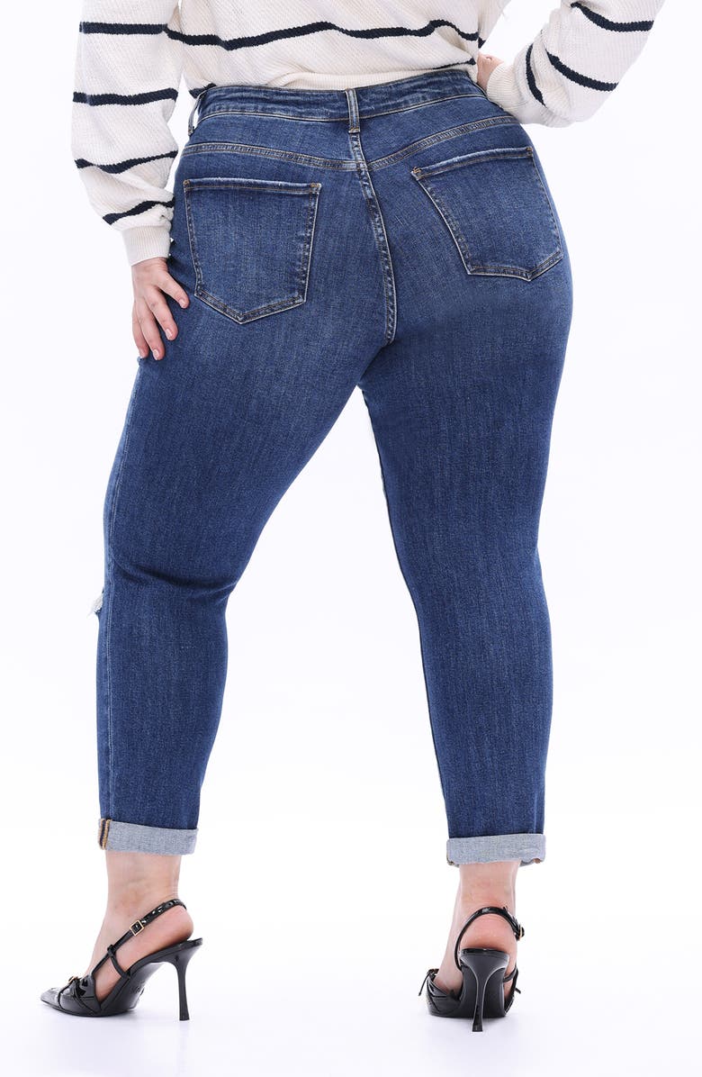 Bayeas High Waist Distressed Straight Leg Jeans, Alternate, color, Dark Blue