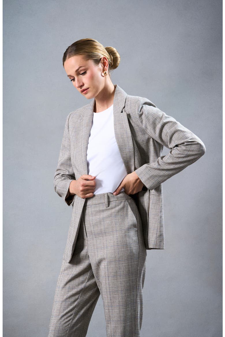Plaid Straight Leg Pants, Alternate, color, WARM ASH