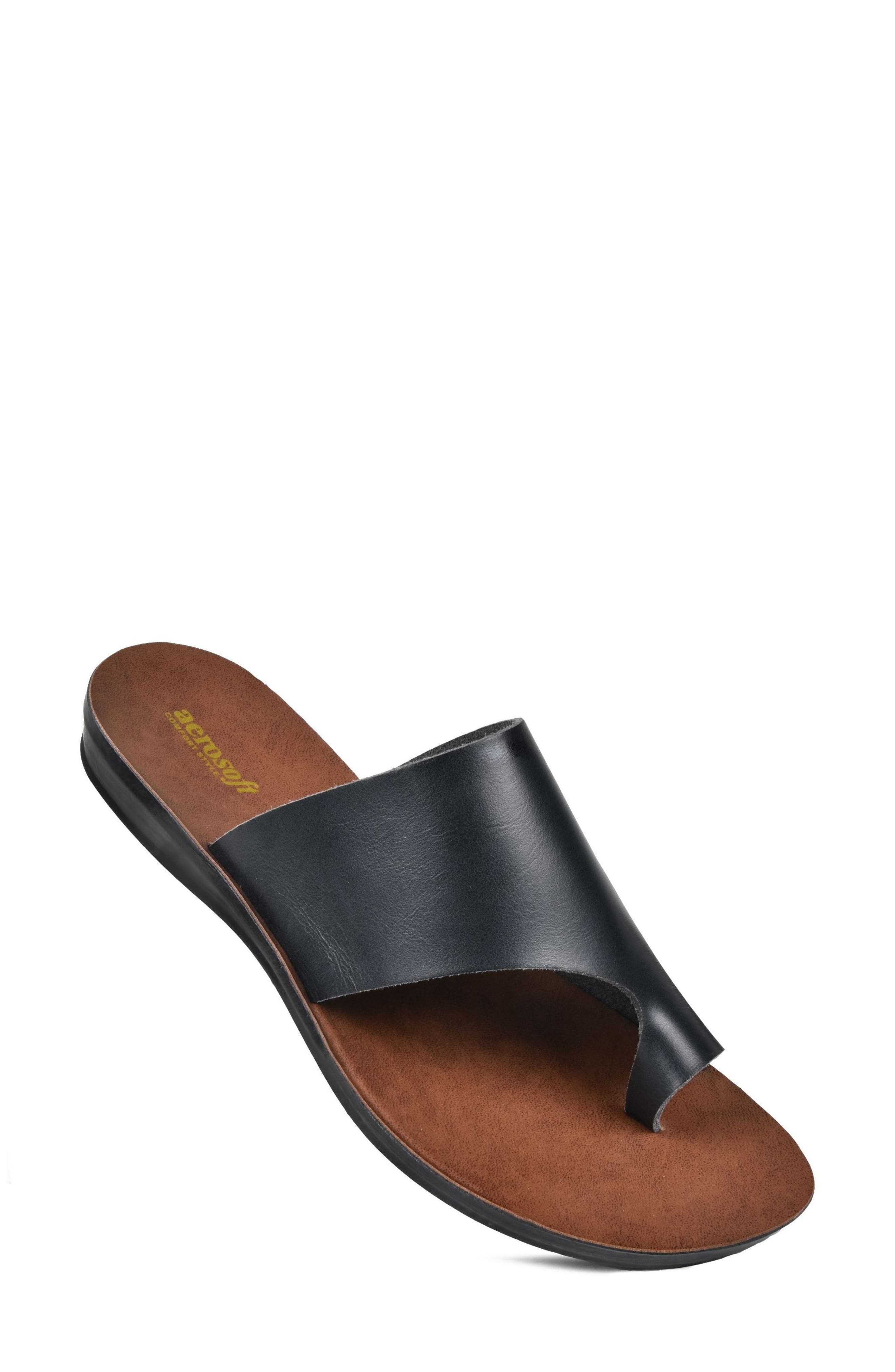 AEROSOFT Daffodil Vintage Thong Sandal, Alternate, color, Black