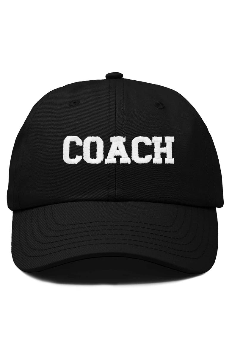 Dalix Coach Embroidered Sports Dad Cap, Main, color, Black