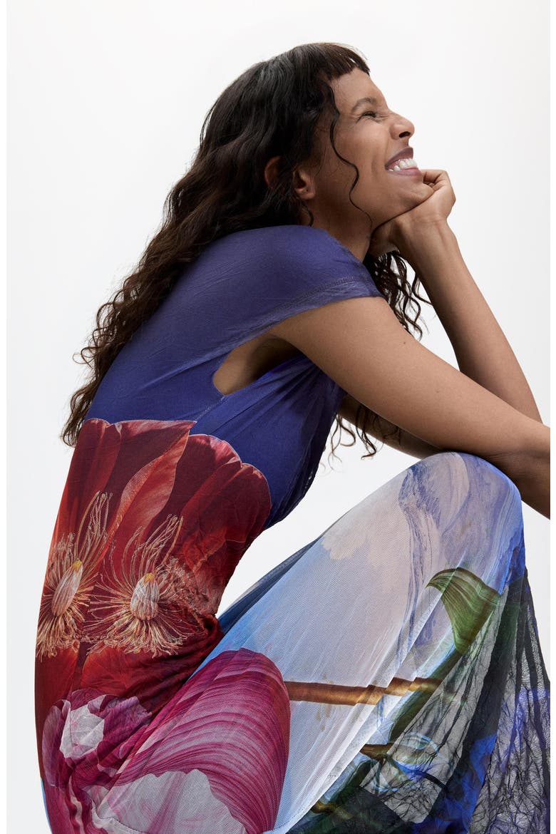 Graphic Print Jersey Dress, Alternate, color, BLUE