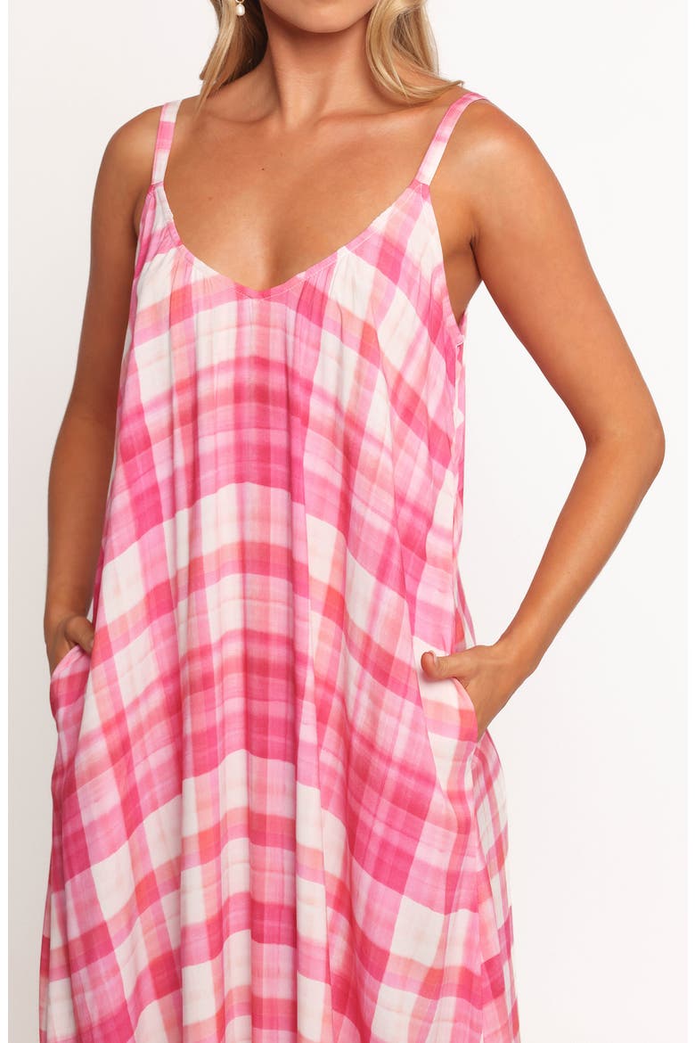 Perle Checkered Maxi Dress, Alternate, color, PINK CHECK