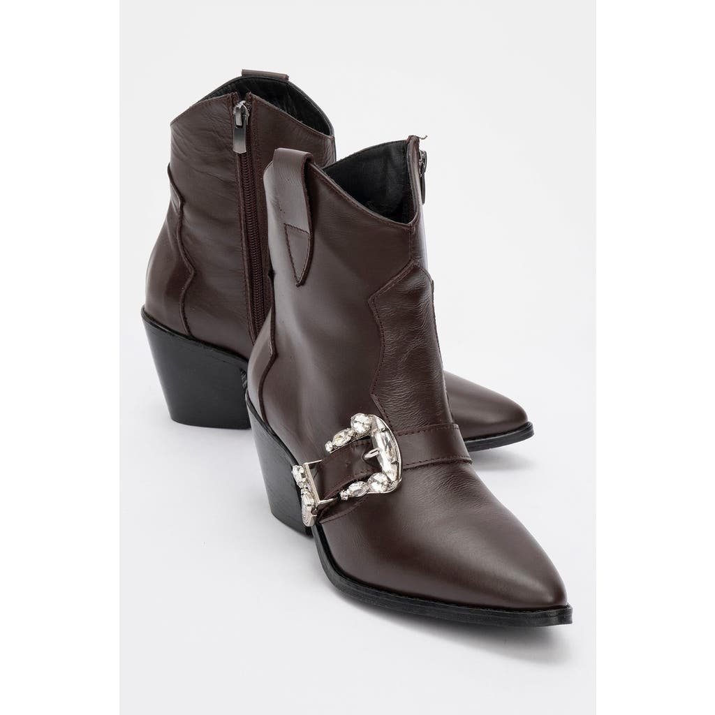 Forever & Always Shoes Any Leather Buckle Boot In Brown