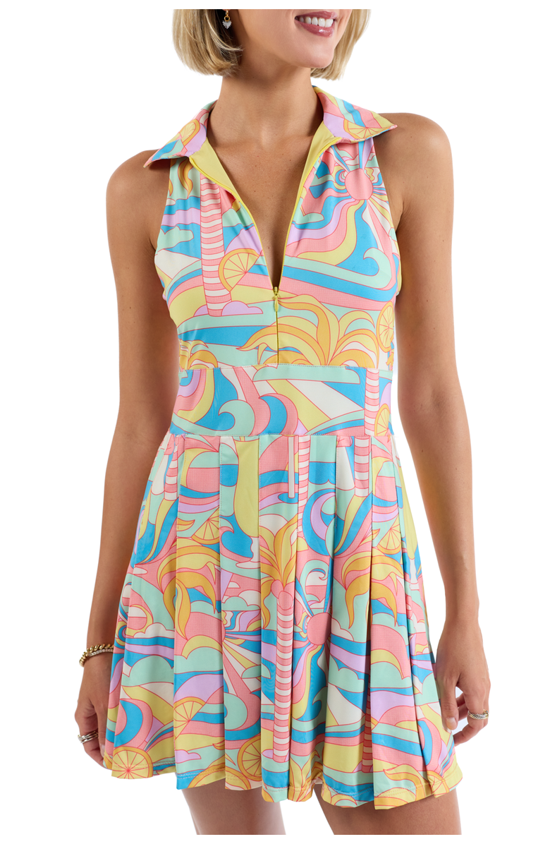 Kenny Flowers The Paradiso - Retro Pleated Tennis Dress, Main, color, Yellow