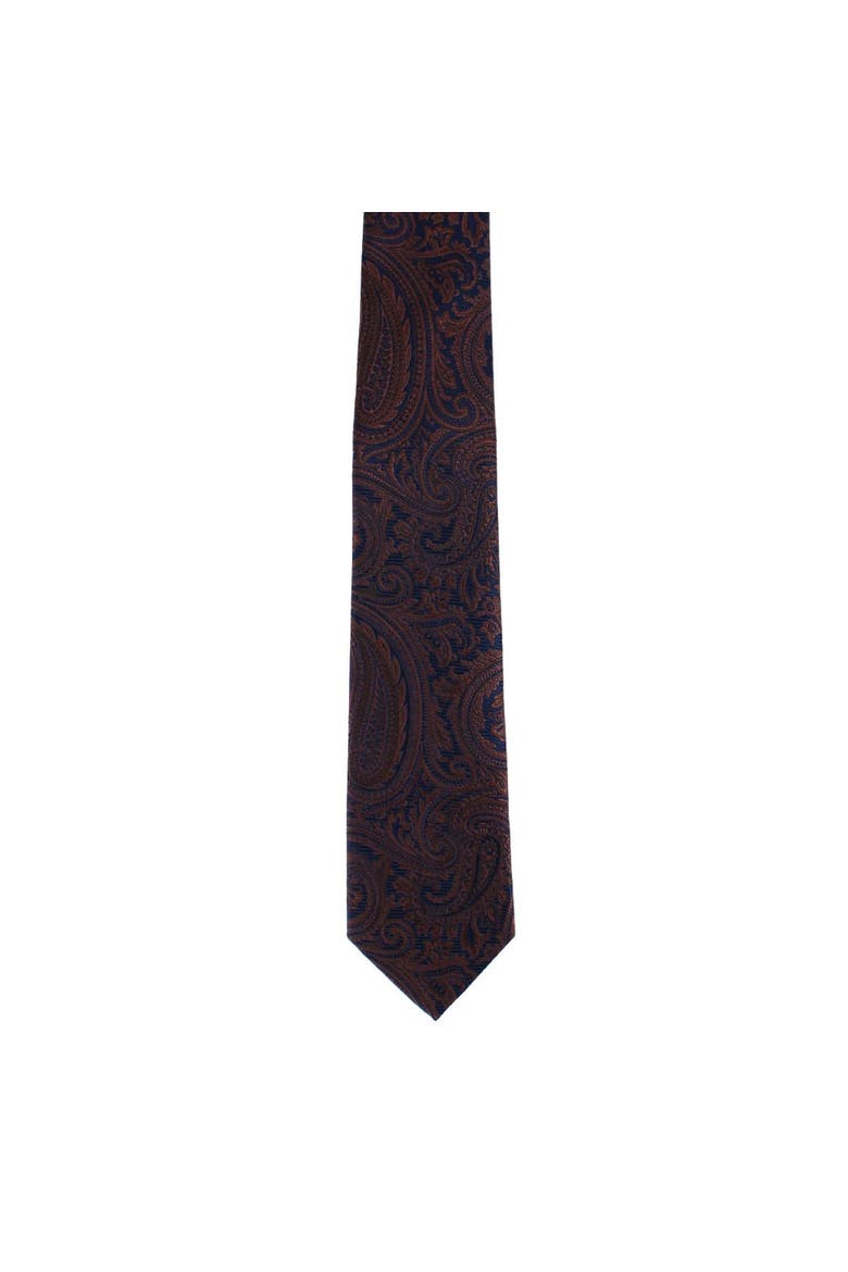 Sobee Paisley Silk Necktie, Alternate, color, Brown