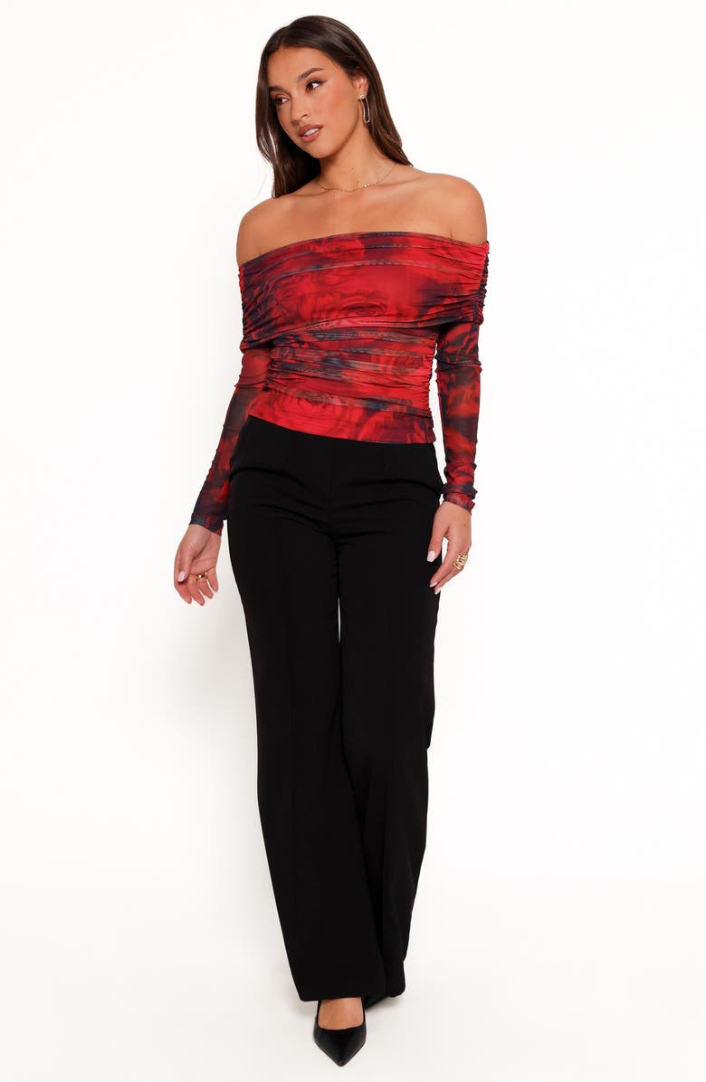 Petal & Pup Koa Ruched Off the Shoulder Mesh Top, Alternate, color, Rose Print