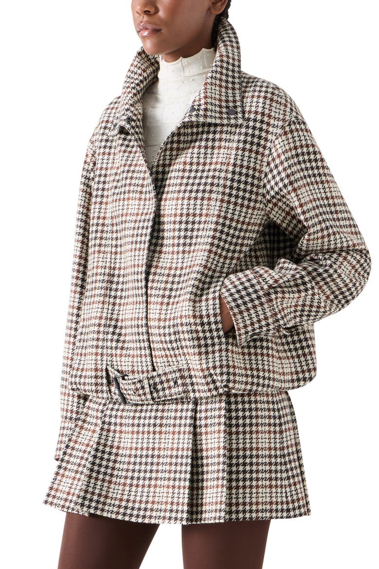 Wool Blend Tweed Check Blouson, Alternate, color, WINTER WHITE-ESPRESSO