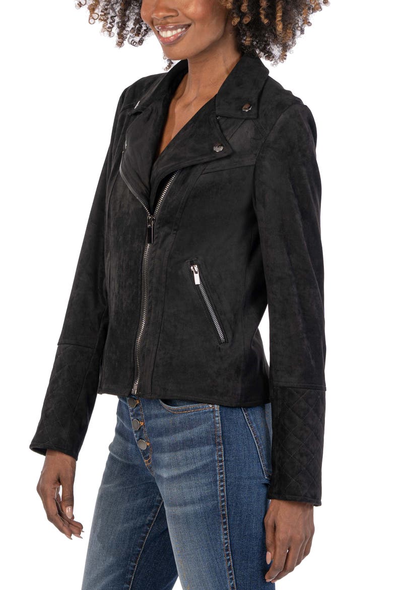 Emma Faux Suede Moto Jacket, Alternate, color, BLACK