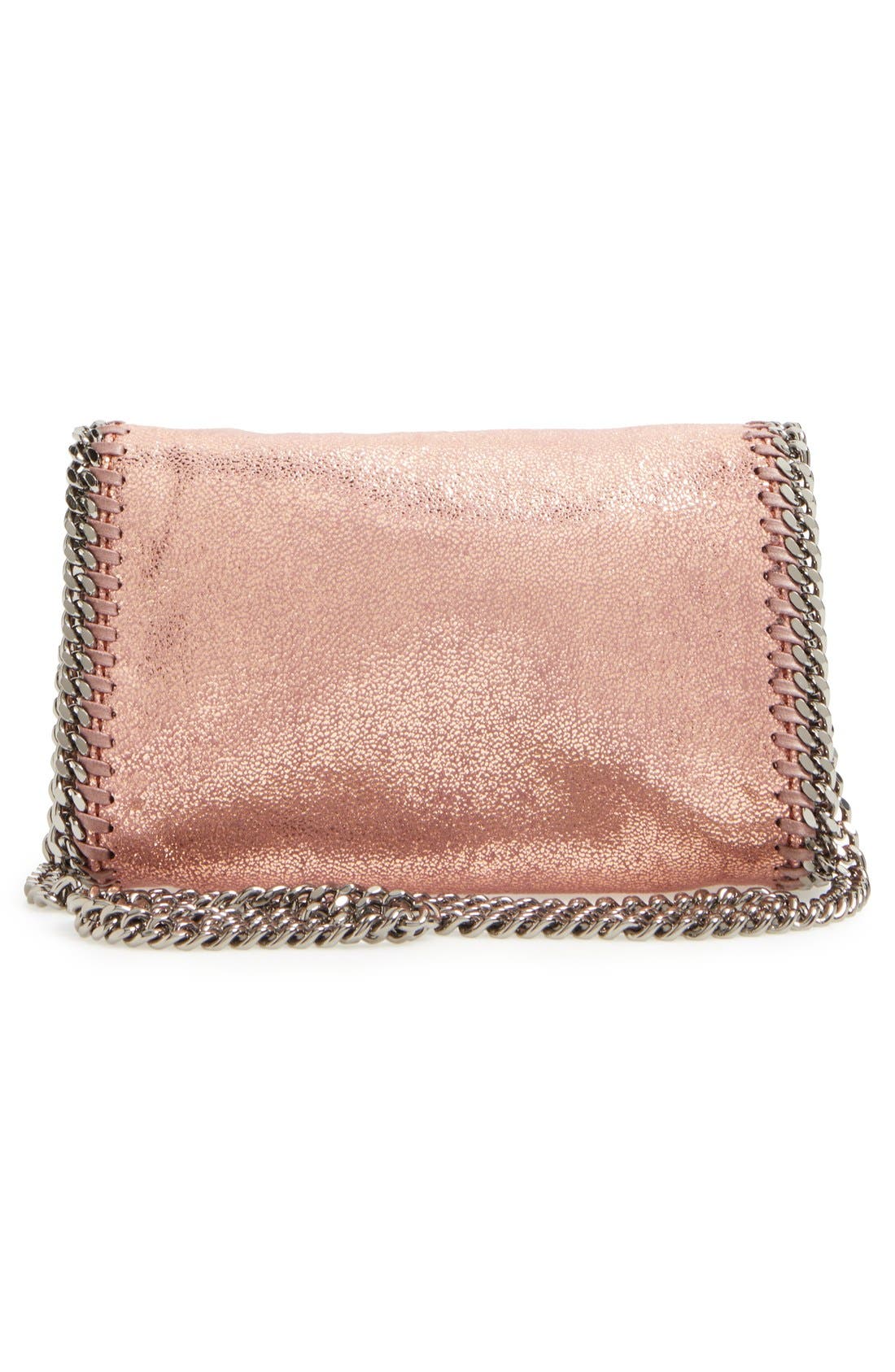 'Tiny Falabella' Metallic Faux Leather Crossbody Bag, Alternate, color, COPPER/ SILVER