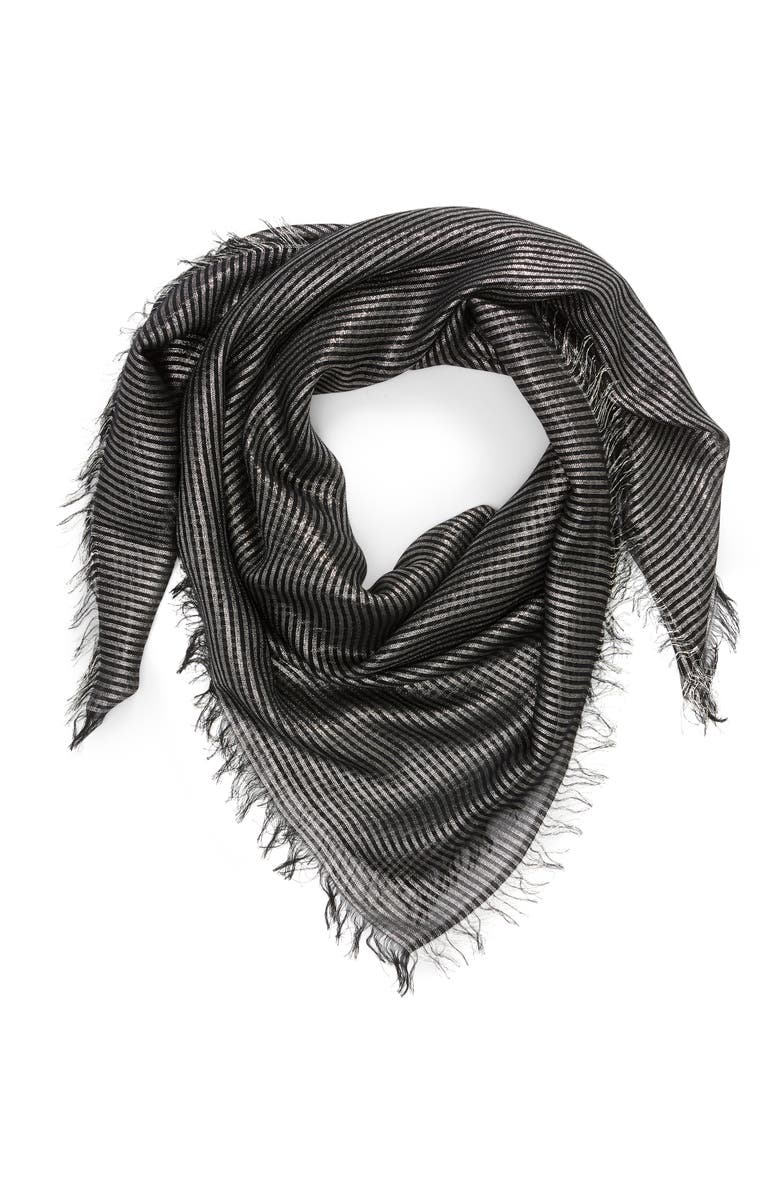 Rebecca Minkoff Large Metallic Stripe Square Scarf, Alternate, color,
