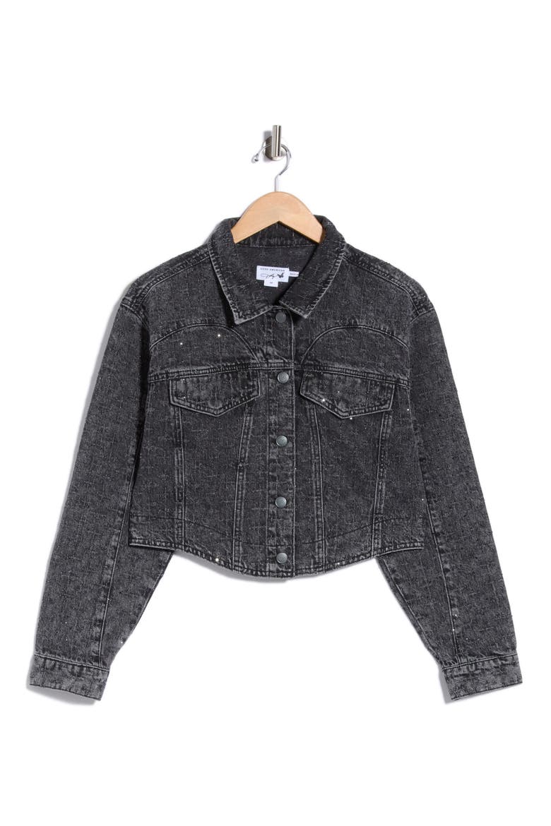 Dolly Crystal Denim Jacket, Main, color, BLACK415