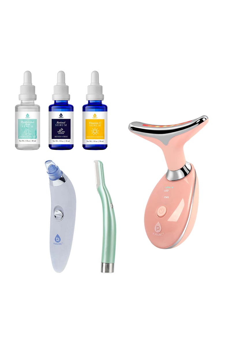 PURSONIC Ultimate Glow Skincare Bundle LED Therapy, Pore Vacuum, Anti-Aging Serums & More!, Main, color, Multicolor
