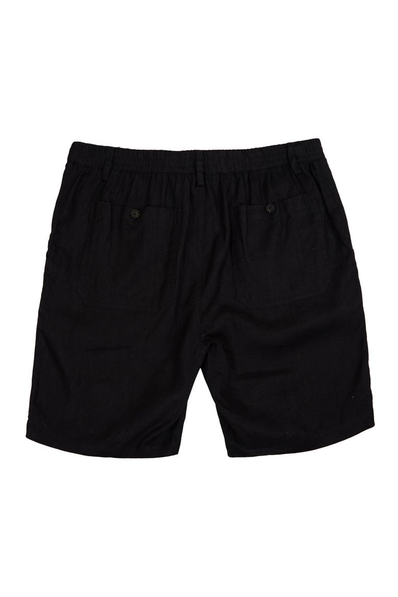 Solid Linen Drawstring Short, Alternate, color, BLACK