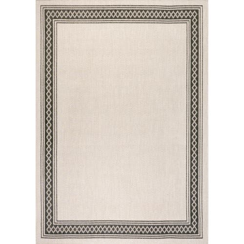 Jonathan Y Lucia Classic Diamond Border Indoor/outdoor Area Rug In Cream/black