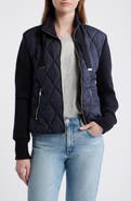 Bernardo Mixed Media Quilt Front Sweater Jacket
