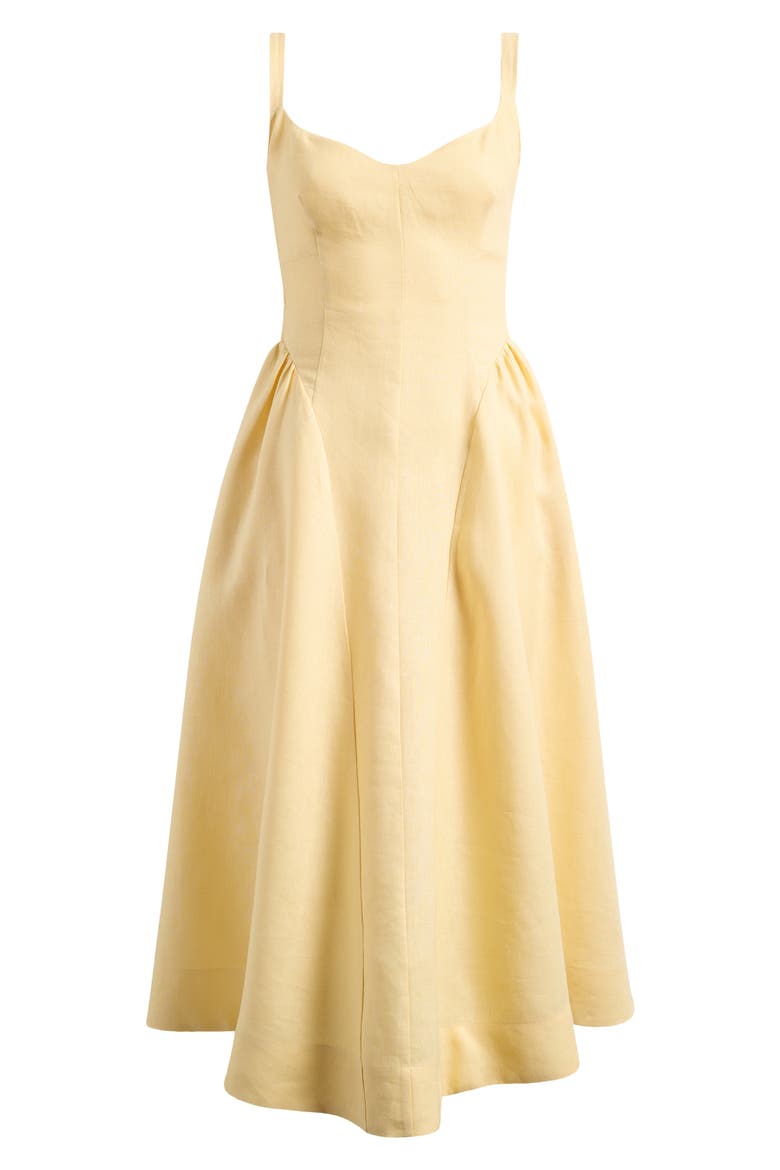 Birdie Fit & Flare Linen Midi Dress, Alternate, color, RAY OF LIGHT