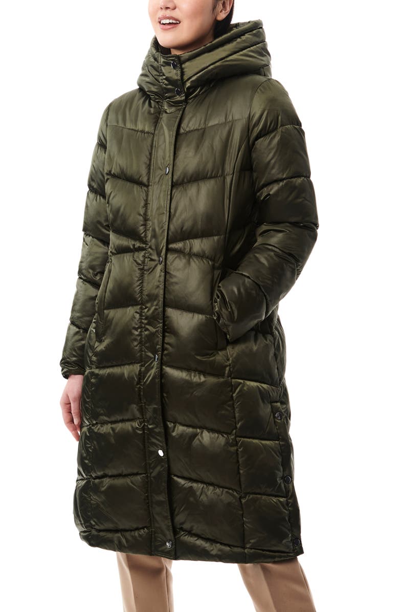 Bernardo Shiny Insulated Puffer Coat, Alternate, color, Dark Green