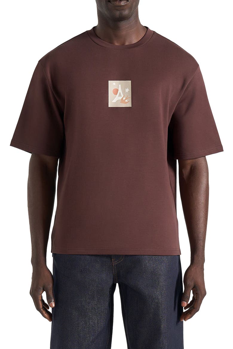 Thibault Bird Detail Cotton T-Shirt, Main, color, Brown