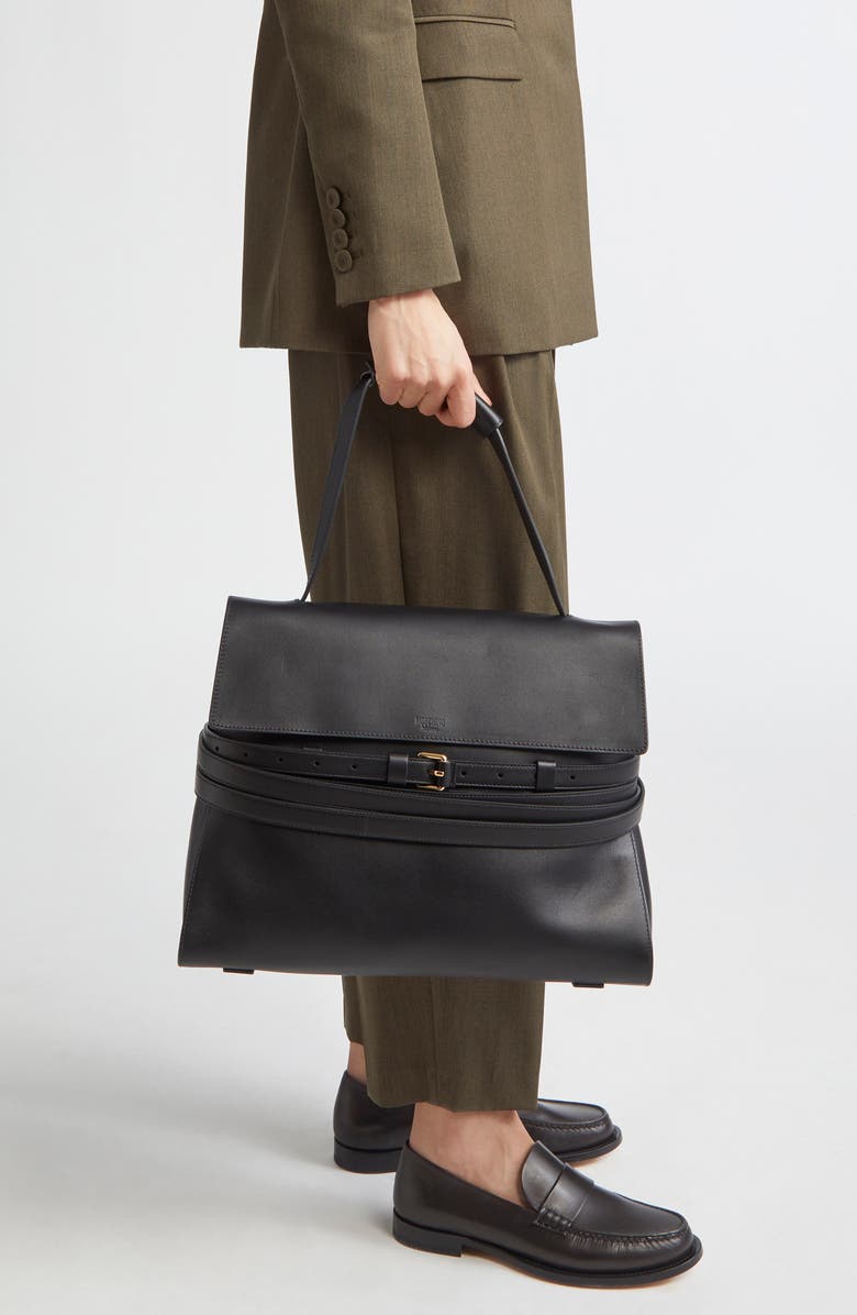 Moschino Large Tie Me Leather Shoulder Bag, Alternate, color,