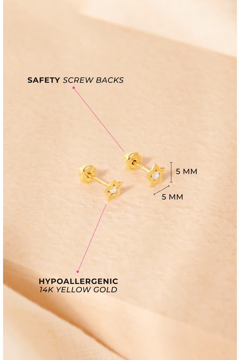 14k Cz Star Earrings, Alternate, color, Gold