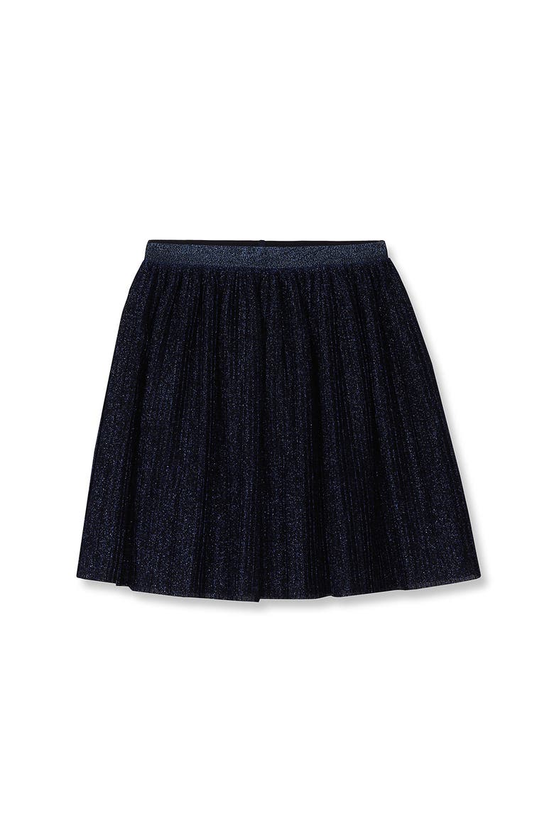 Girls Pleated Metallic Skirt, Main, color, Navy
