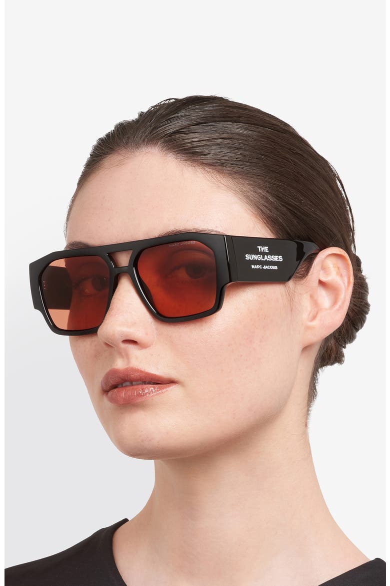 55mm Navigator Sunglasses, Alternate, color, BLACK ORANGE/ ORANGE