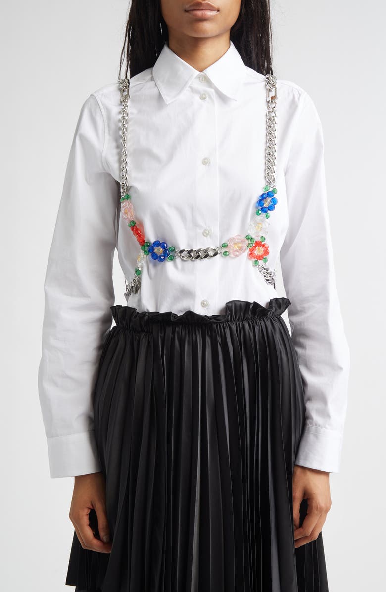 Noir Kei Ninomiya Beaded Chain Harness, Main, color, Silver Multi