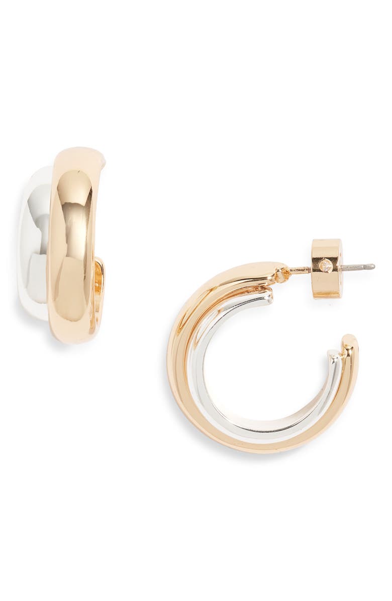 Nordstrom Two-Tone Double Hoop Earrings, Main, color, Gold- Silver