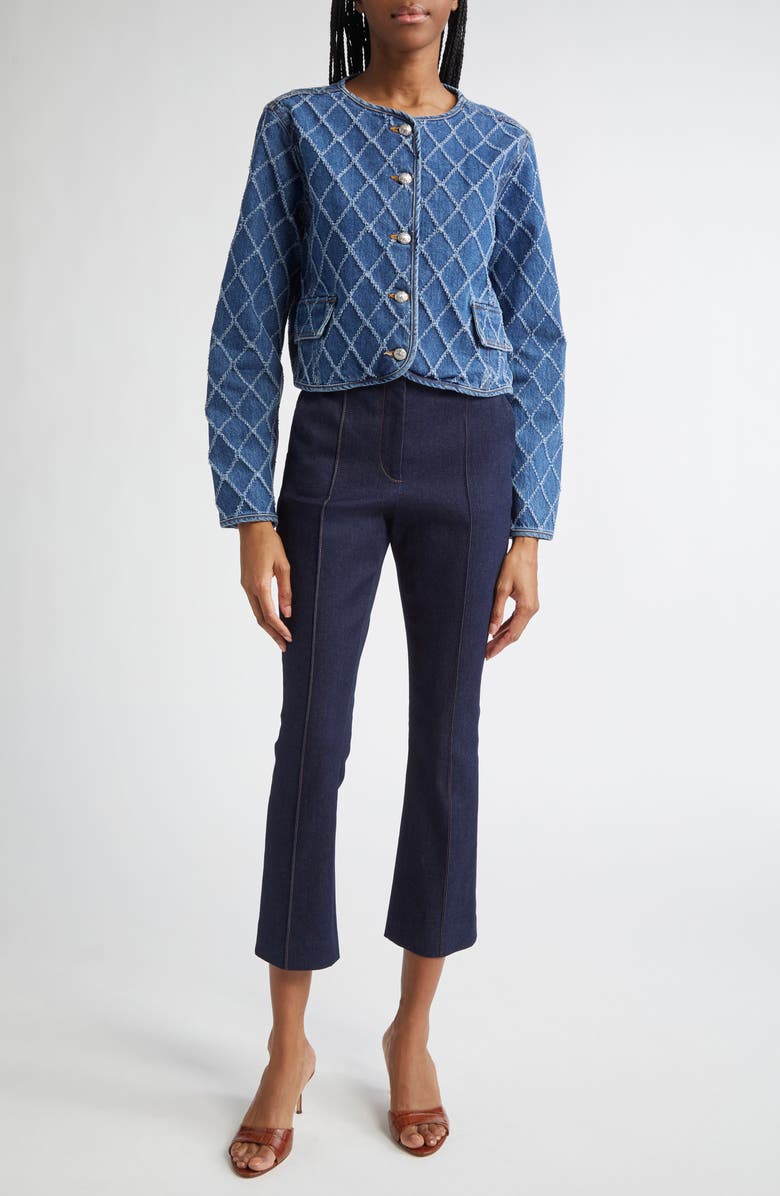 Veronica Beard Orion Pintuck Pleat Pants, Alternate, color, Navy