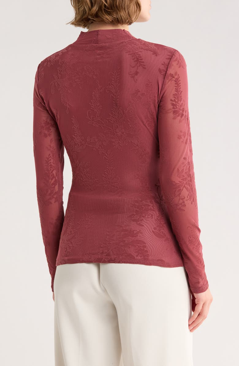 DR2 by Daniel Rainn Mesh Turtleneck Top, Alternate, color, Berry