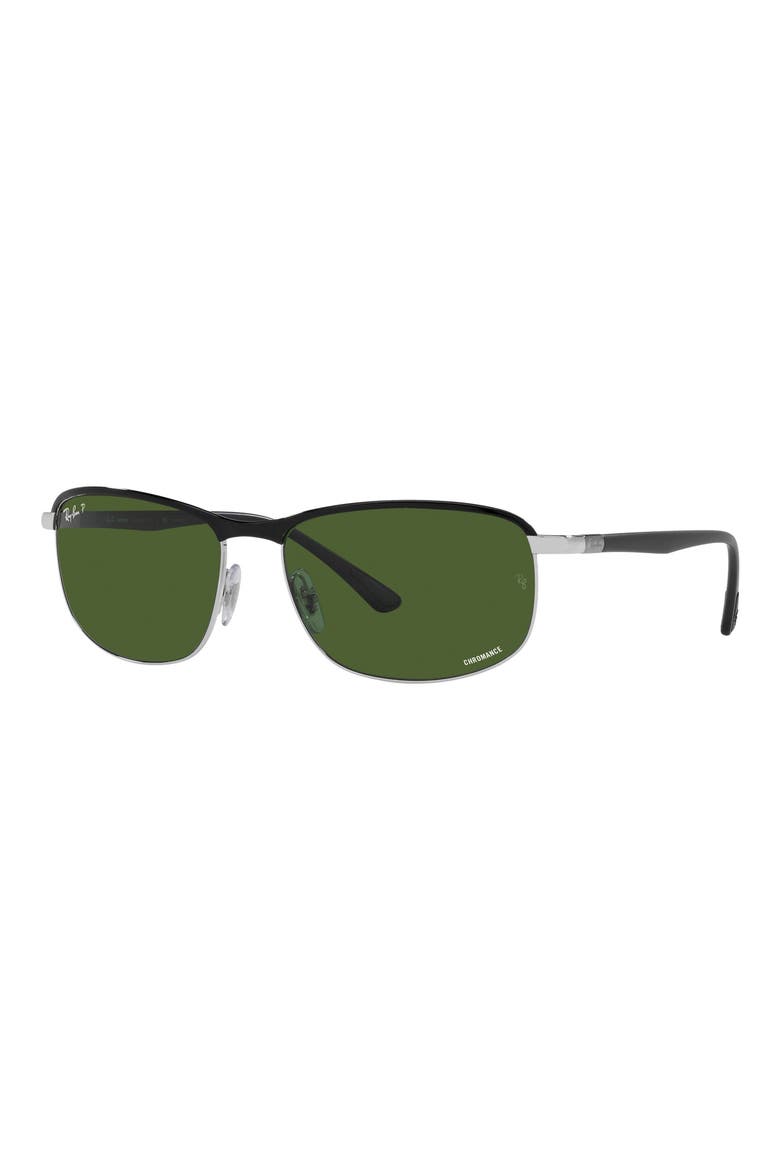 Chromance 60mm Polarized Pillow Sunglasses, Alternate, color, BLACK SILVER