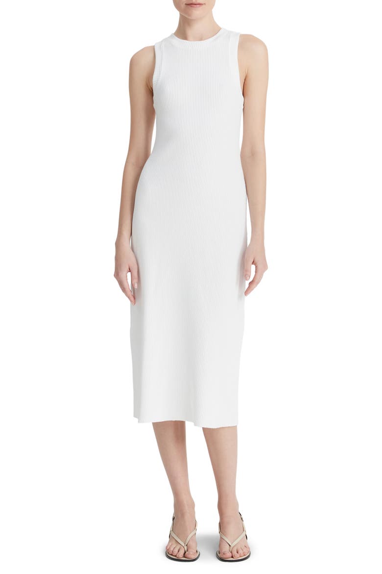 Rib Tank Midi Dress, Main, color, OPTIC WHITE