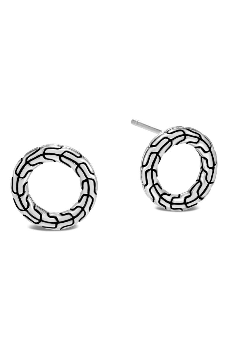 John Hardy Classic Chain Sterling Silver Round Earrings, Main, color, Silver