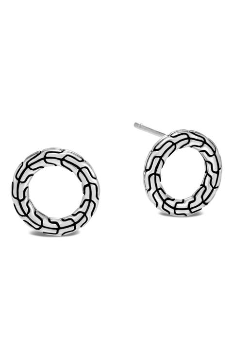 Classic Chain Sterling Silver Round Earrings