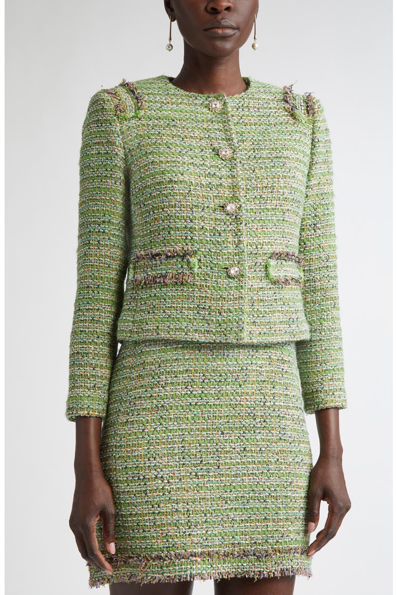 Arden Metallic Tweed Jacket, Alternate, color, JADE/ LIGHT JADE MULTI
