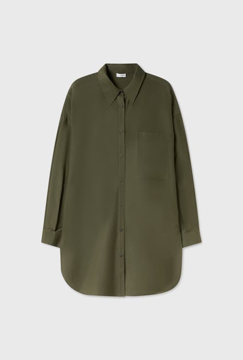 SILK LAUNDRY COTTON SILK ROUND SHIRT PINE 