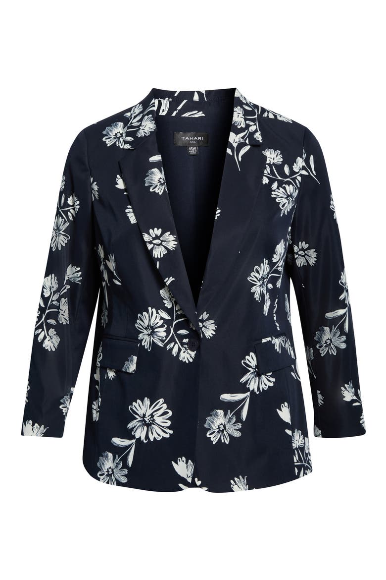 Floral One-Button Jacket, Alternate, color, NAVY IVORY