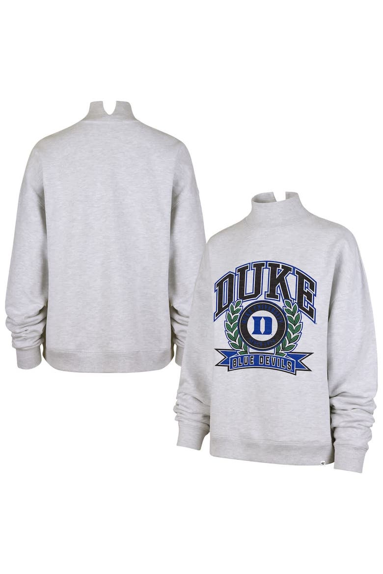Women's '47  Gray Duke Blue Devils Laurel Arch Mock Neck Sweatshirt, Alternate, color, Gray