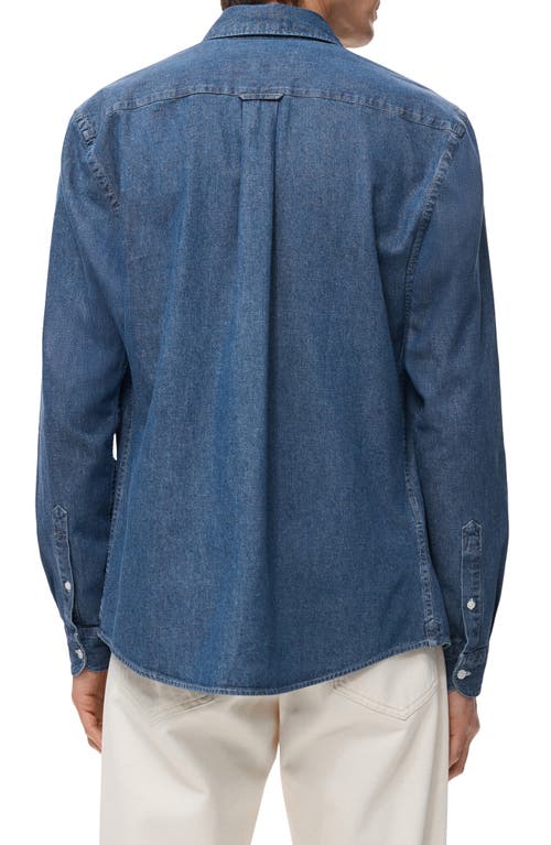 Mango Regular Fit Cotton & Linen Denim Button-down Shirt In Blue
