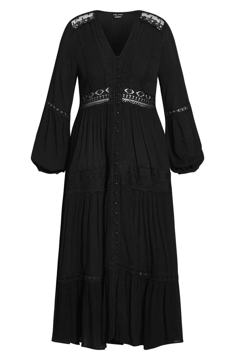 City Chic Elena Embroidered Long Sleeve Maxi Dress, Alternate, color, 