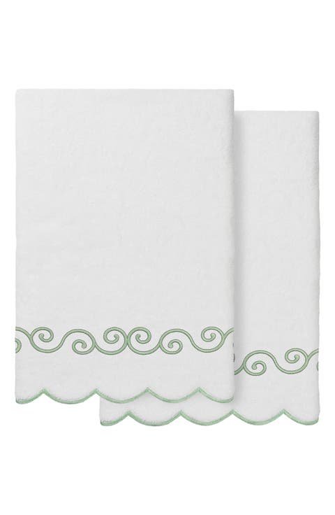 2-Piece Symmetra Embroidered Turkish Cotton Bath Towel Set