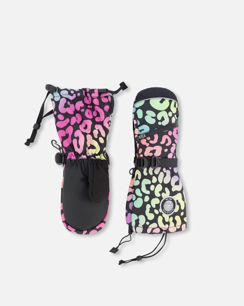 Deux Par Deux Kids'  Girls Winter Mittens Teknik Animal In Black