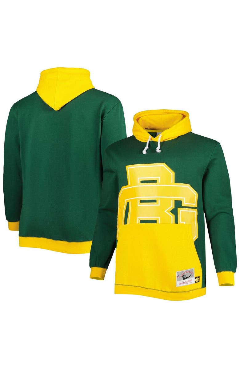 Mitchell & Ness Men's Mitchell & Ness Green/Gold Green Bay Packers Big & Tall Big Face Pullover Hoodie, Main, color, Green
