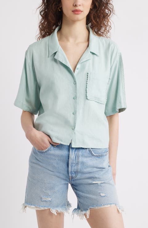 Novelty Linen Blend Camp Shirt