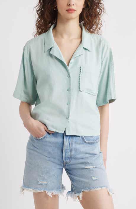 Treasure & Bond Novelty Linen Blend Camp Shirt
