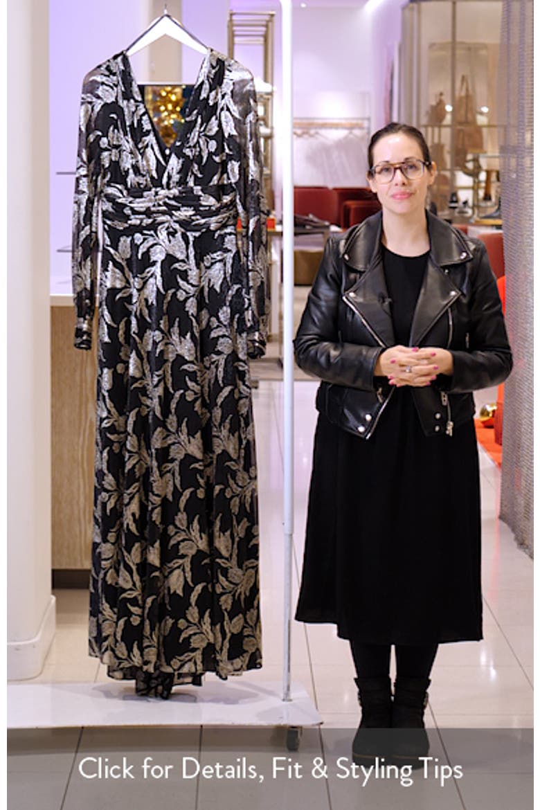 Metallic Floral Long Sleeve Crinkle Mesh Gown video