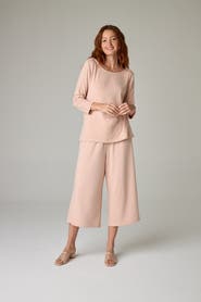 eavolu Nasaya Eco-Luxe Rib Bateau Neck 3/4 Length Sleeve Top - Ultra-Luxe Flow