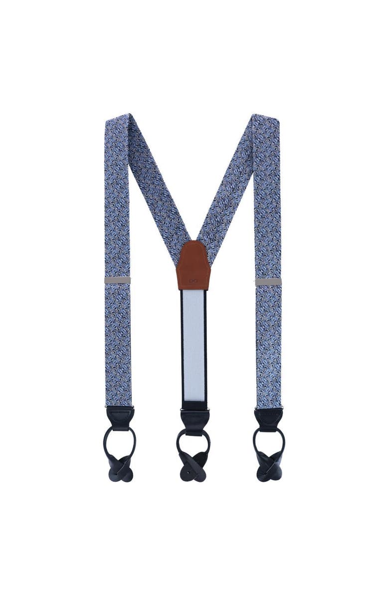 Trafalgar Benito's Blue Basket Weave Pattern Silk Novelty Button End Suspenders, Alternate, color, Light Blue