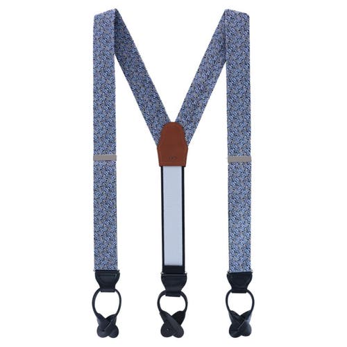 Trafalgar Benito's Blue Basket Weave Pattern Silk Novelty Button End Suspenders In Light Blue