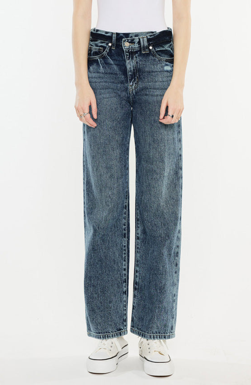 Kancan Kora High Rise 90's Straight Leg Jeans In Blue